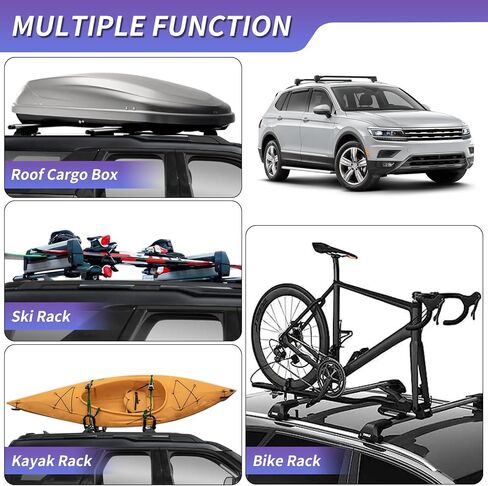 ZXMOTO ROOK RAIN RACK RACK CROSS CROSSBARS FITS for Volkswagen VW Tiguan 2018 2018 2020 2021 2022 2023 2024 Heavy Duty Aluminium for Roof Cargo Box ، Ski ، Kayak ، Bike ، Cargo Carrie in Saudi Arabia