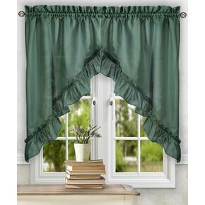 Ellis Curtain Stacey 60-by-38 Inch Ruffled Swag Curtain (Sage) in Saudi Arabia