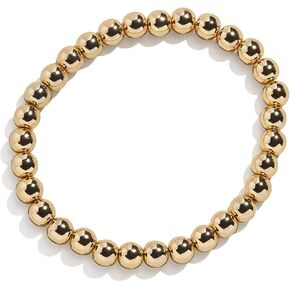 Pisa Stretch Bracelet - 14k Gold-Plated Beaded Bracelet for Women, Stacking Bracelet, Gold-Plated Ball Bracelet, Trendy and Hypoallergenic Jewelry, Women's Fashion Jewelry, 5.5", 5mm Bead in Saudi Arabia