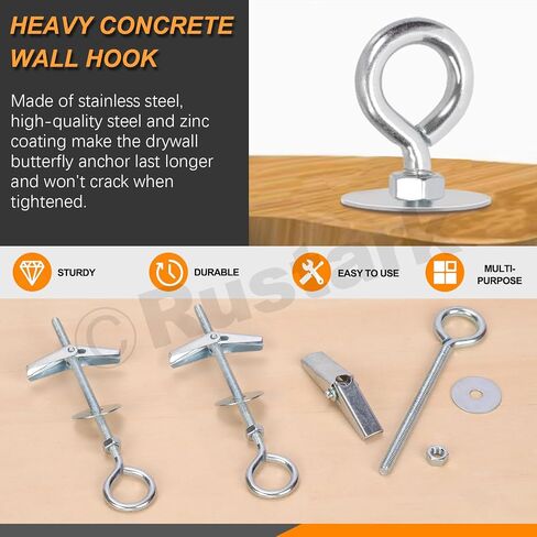 15Pcs M6 O-Shaped Eye Bolt Toggle Anchor Assortment Kit Toggle Anchors Spring Toggle Wing Bolts Heavy Duty Eye Bolt Butterfly Toggle Anchors for Drywall Hanging Plants in Kuwait