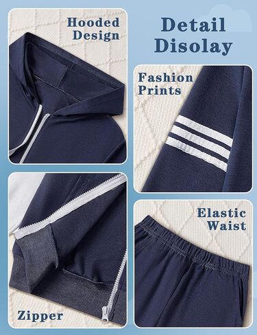 مجموعة سروال الصبي - 2 قطعة تسقط ملون حاجز طويل الأكمام سستة مقنعين وملابس السراويل النشطة in Kuwait