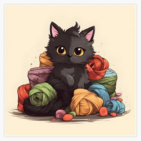 Cat yarn Window Water Bottle Bumper Sticker Decal 5" in Kuwait