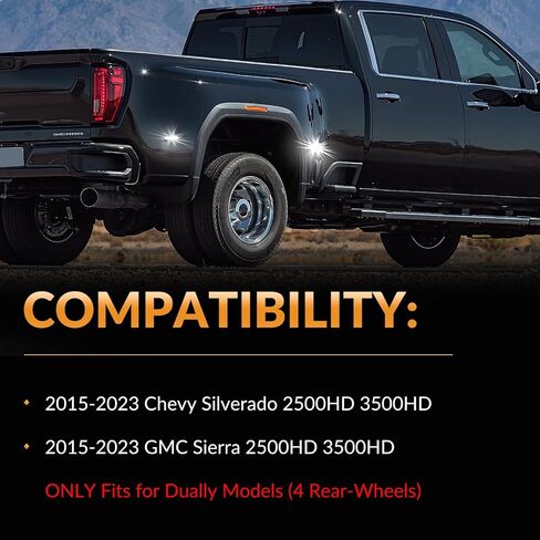 LED Dually Bed Fender Side Marker Lights For 2015-2023 Chevy Silverado GMC Sierra 2500HD 3500HD Smoked Len (White Led) in Saudi Arabia