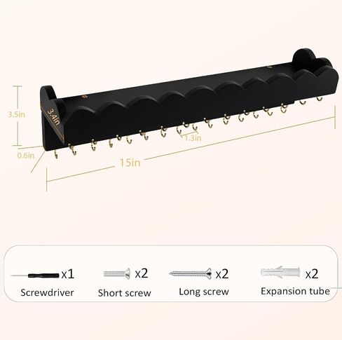 Wall Mount Jewelry Organizer with 28 Hooks and Cosmetics Shelf, Modern Wood Hanging Jewelry Holder for Necklaces, Bracelets, Earrings and Rings, White in Saudi Arabia