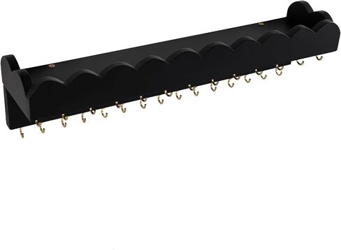 Wall Mount Jewelry Organizer with 28 Hooks and Cosmetics Shelf, Modern Wood Hanging Jewelry Holder for Necklaces, Bracelets, Earrings and Rings, White in Saudi Arabia