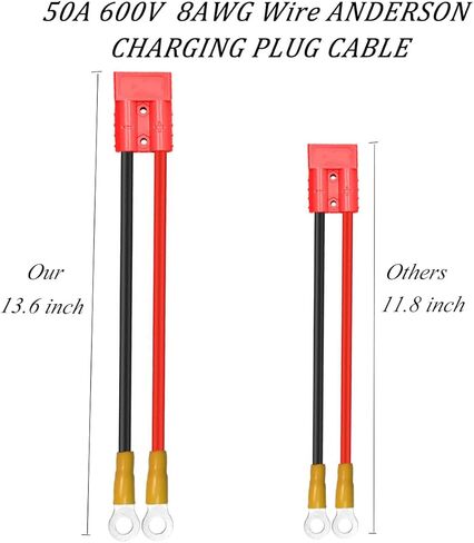 2 حزمة كابل توصيل موصل 50A 7AWG مع توصيل بطارية حلقة O، موصل أندرسون المتوافق، موصلات أندرسون باوربول، موصلات سلكية سريعة الفصل للسيارات التي تعمل بالبطاريات، والسيارات السياحية وما إلى ذلك. in Kuwait