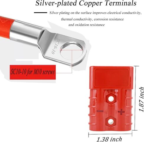 2 حزمة كابل توصيل موصل 50A 7AWG مع توصيل بطارية حلقة O، موصل أندرسون المتوافق، موصلات أندرسون باوربول، موصلات سلكية سريعة الفصل للسيارات التي تعمل بالبطاريات، والسيارات السياحية وما إلى ذلك. in Kuwait