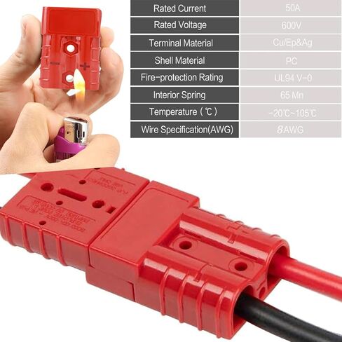 2 حزمة كابل توصيل موصل 50A 7AWG مع توصيل بطارية حلقة O، موصل أندرسون المتوافق، موصلات أندرسون باوربول، موصلات سلكية سريعة الفصل للسيارات التي تعمل بالبطاريات، والسيارات السياحية وما إلى ذلك. in Kuwait
