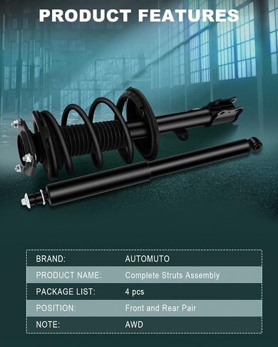 AUTOMUTO Complete Struts Assembly Front and Rear Pair Strut Shock Absorber Fit 2001-2005 for Toyota RAV4 AWD - Replace for 171454 171453 37199 in Saudi Arabia