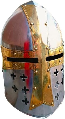 Knight Templar Helmet, Medieval Crusader Helmet, Large Templar Cross, Wearable, Authentic Templar Helmet for Cosplay in Saudi Arabia