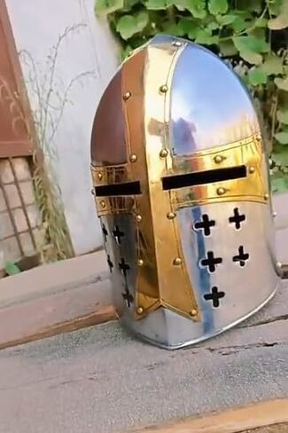 Knight Templar Helmet, Medieval Crusader Helmet, Large Templar Cross, Wearable, Authentic Templar Helmet for Cosplay in Saudi Arabia
