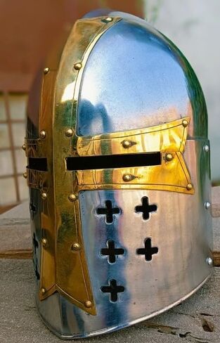 Knight Templar Helmet, Medieval Crusader Helmet, Large Templar Cross, Wearable, Authentic Templar Helmet for Cosplay in Saudi Arabia