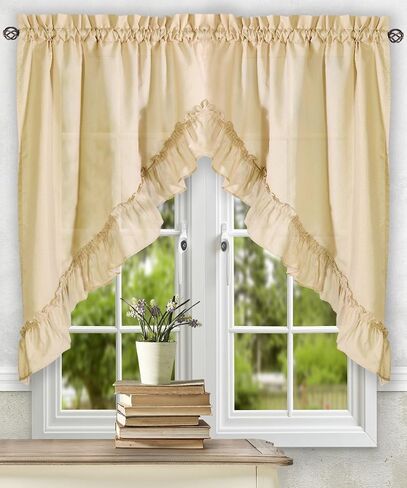 Ellis Curtain Stacey 60-by-38 Inch Ruffled Swag Curtain (Sage) in Saudi Arabia
