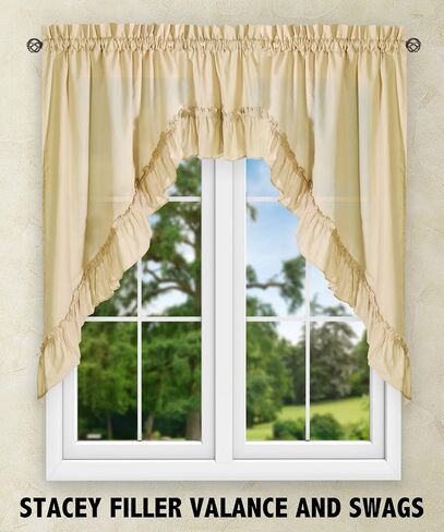 Ellis Curtain Stacey 60-by-38 Inch Ruffled Swag Curtain (Sage) in Saudi Arabia