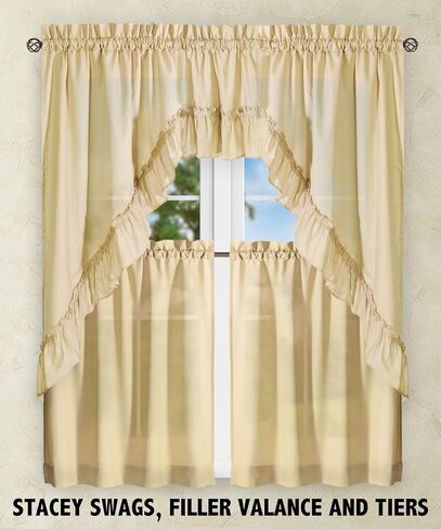 Ellis Curtain Stacey 60-by-38 Inch Ruffled Swag Curtain (Sage) in Saudi Arabia