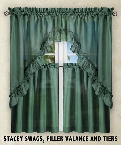 Ellis Curtain Stacey 60-by-38 Inch Ruffled Swag Curtain (Sage) in Saudi Arabia