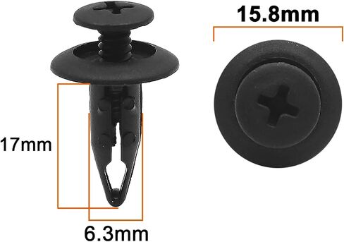 uxcell 100pcs Universal 6.3mm Hole Plastic Black Rivets Fastener Fender Bumper Push Pin Clips for Car Vehicle in Saudi Arabia