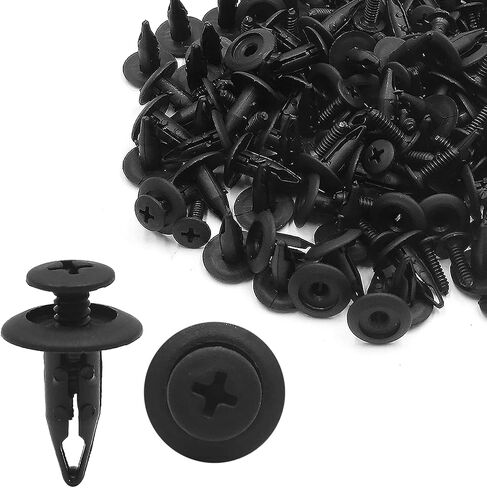 uxcell 100pcs Universal 6.3mm Hole Plastic Black Rivets Fastener Fender Bumper Push Pin Clips for Car Vehicle in Saudi Arabia