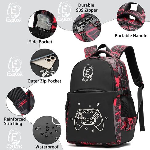 Skateboard Anime Luminous School Backpack with USB Charging Port, Anti Theft Lock, Sling Bag & Pencil Case for Teen Boys and Girls, Lightweight Laptop Backpack College Bookbag, Black in Saudi Arabia