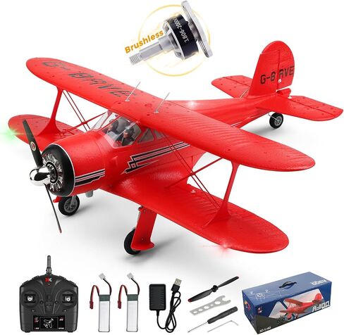 طائرة CKYSCHN WLtoys A300 4-Ch RC، طائرات Beechcraft D-17 RC مع أضواء، طائرات RC بدون فرش 6G/3D مع بطاريتين، 2.4G هدايا طائرات RC للتحكم عن بعد للبالغين (أصفر) in Kuwait