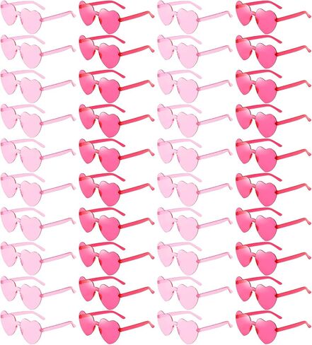 Pibupibu Wholesale 40 Pack Rimless Heart Shaped Sunglasses Bulk Adults Unisex, Fun Colorful Heart Glasses Party Favors in Saudi Arabia