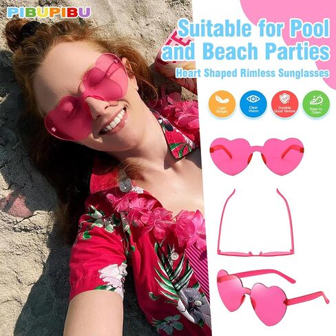 Pibupibu Wholesale 40 Pack Rimless Heart Shaped Sunglasses Bulk Adults Unisex, Fun Colorful Heart Glasses Party Favors in Saudi Arabia