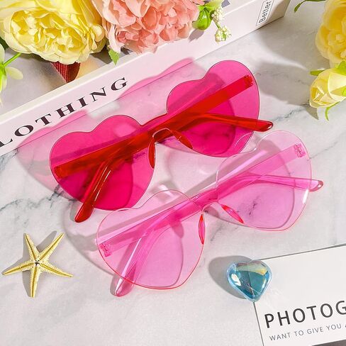 Pibupibu Wholesale 40 Pack Rimless Heart Shaped Sunglasses Bulk Adults Unisex, Fun Colorful Heart Glasses Party Favors in Saudi Arabia