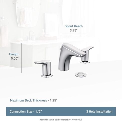 Moen T6820 Method Two-Handle Low Arc Bathroom Faucet Without Valve, Chrome in Saudi Arabia