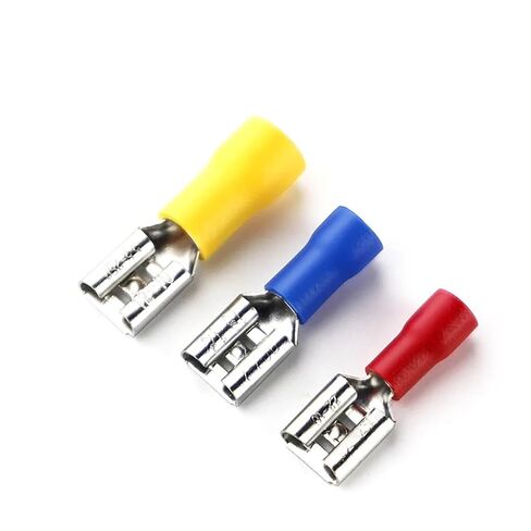 10 PCS Insulated Female Crimp Terminals 2.8mm 4.8mm 6.3mm Sealed Spade Wire Connector Wiring Cable Plug (Color : 6.3mm Blue Female, Size : 10pcs) in Kuwait