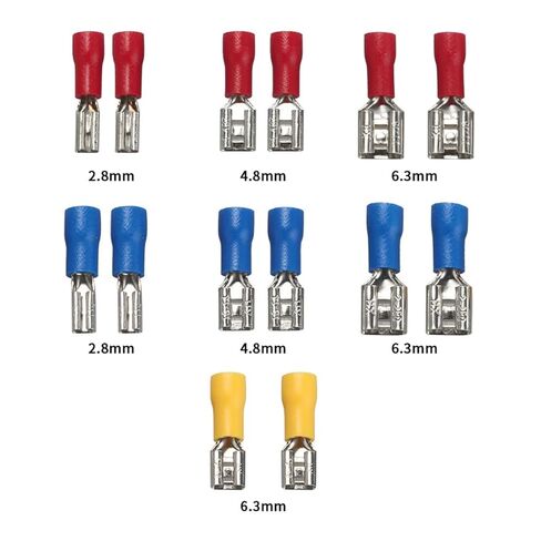 10 PCS Insulated Female Crimp Terminals 2.8mm 4.8mm 6.3mm Sealed Spade Wire Connector Wiring Cable Plug (Color : 6.3mm Blue Female, Size : 10pcs) in Kuwait