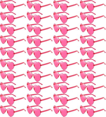 Pibupibu Wholesale 40 Pack Rimless Heart Shaped Sunglasses Bulk Adults Unisex, Fun Colorful Heart Glasses Party Favors in Saudi Arabia