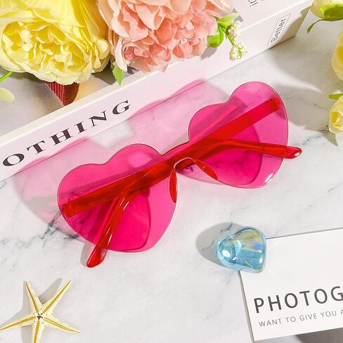 Pibupibu Wholesale 40 Pack Rimless Heart Shaped Sunglasses Bulk Adults Unisex, Fun Colorful Heart Glasses Party Favors in Saudi Arabia