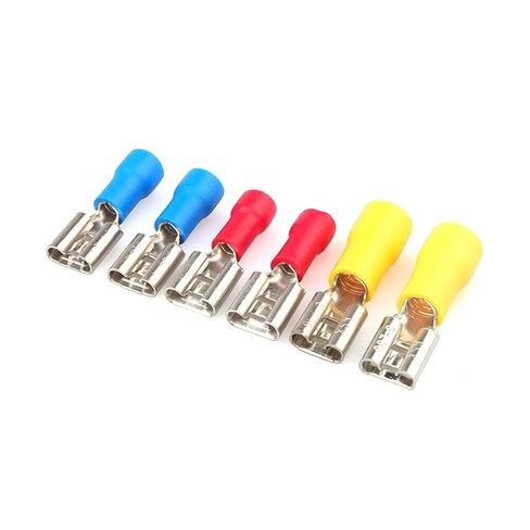 10 PCS Insulated Female Crimp Terminals 2.8mm 4.8mm 6.3mm Sealed Spade Wire Connector Wiring Cable Plug (Color : 6.3mm Blue Female, Size : 10pcs) in Kuwait