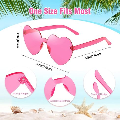 Pibupibu Wholesale 40 Pack Rimless Heart Shaped Sunglasses Bulk Adults Unisex, Fun Colorful Heart Glasses Party Favors in Saudi Arabia