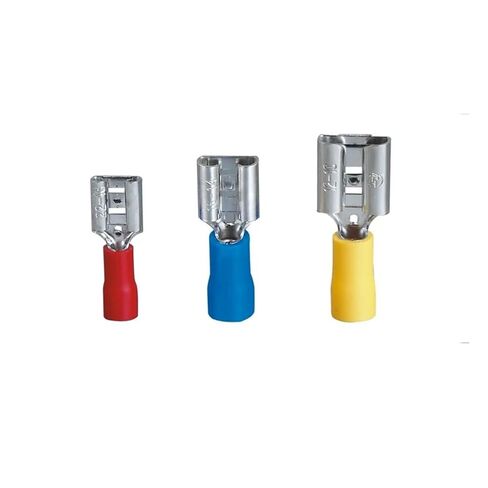 10 PCS Insulated Female Crimp Terminals 2.8mm 4.8mm 6.3mm Sealed Spade Wire Connector Wiring Cable Plug (Color : 6.3mm Blue Female, Size : 10pcs) in Kuwait