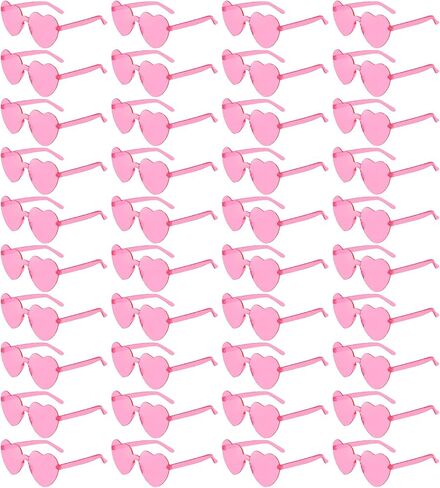 Pibupibu Wholesale 40 Pack Rimless Heart Shaped Sunglasses Bulk Adults Unisex, Fun Colorful Heart Glasses Party Favors in Saudi Arabia
