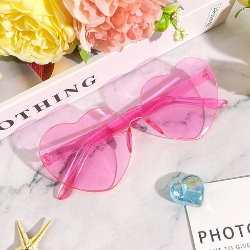 Pibupibu Wholesale 40 Pack Rimless Heart Shaped Sunglasses Bulk Adults Unisex, Fun Colorful Heart Glasses Party Favors in Saudi Arabia