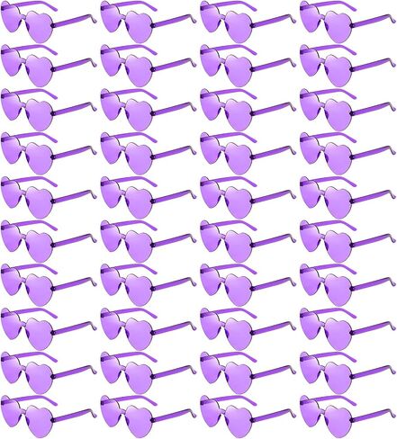 Pibupibu Wholesale 40 Pack Rimless Heart Shaped Sunglasses Bulk Adults Unisex, Fun Colorful Heart Glasses Party Favors in Saudi Arabia