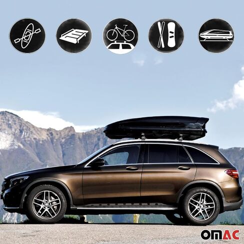 أشرطة أو OMAC Premium Roof Rack Cross متوافقة مع Toyota Rav4 2013-2018 رفوف سقف سيارة الألومنيوم ، حانات شحن على السطح لرفق أمتعة التزلج على الجليد زورق زورق على الجليد 220 رطل السعة in Kuwait