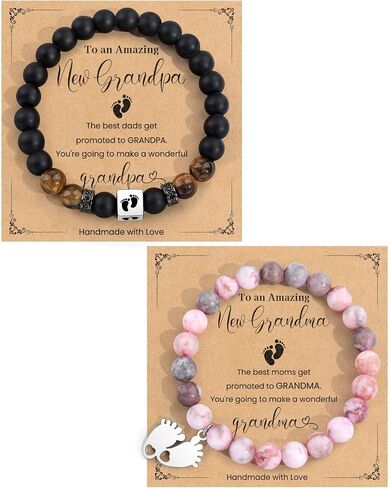 BOCHOI 2Pcs New Parents/Grandparents Gifts, New Mom/Dad/Grandma/Grandpa Bracelet, First Time Dad/Mom to Be Gift, First Fathers Day Pregnancy Announcement Gender Reveal Birthday Gift Bracelet in Saudi Arabia
