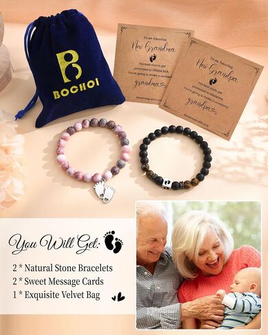 BOCHOI 2Pcs New Parents/Grandparents Gifts, New Mom/Dad/Grandma/Grandpa Bracelet, First Time Dad/Mom to Be Gift, First Fathers Day Pregnancy Announcement Gender Reveal Birthday Gift Bracelet in Saudi Arabia