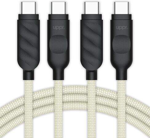 UPPERCASE Designs Braided USB-C to USB-C Cable, Fast 60W Charging, Compatible with iPhone 15 16 iPad MacBook, Red/White, 1m (3.3 Ft), 2 Pack in Saudi Arabia