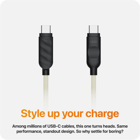UPPERCASE Designs Braided USB-C to USB-C Cable, Fast 60W Charging, Compatible with iPhone 15 16 iPad MacBook, Red/White, 1m (3.3 Ft), 2 Pack in Saudi Arabia