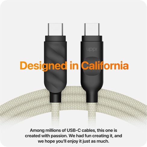 UPPERCASE Designs Braided USB-C to USB-C Cable, Fast 60W Charging, Compatible with iPhone 15 16 iPad MacBook, Red/White, 1m (3.3 Ft), 2 Pack in Saudi Arabia