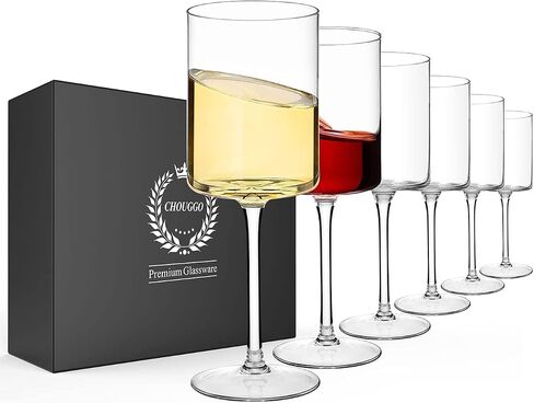 Chouggo Wine Glasses Set of 6, Hand Blown Crystal Red Wine or White Wine Glass - 15Oz, Hand Crafted by Artisans - Gifts for Women, Men, Wedding, Anniversary, Christmas, Birthday in Saudi Arabia