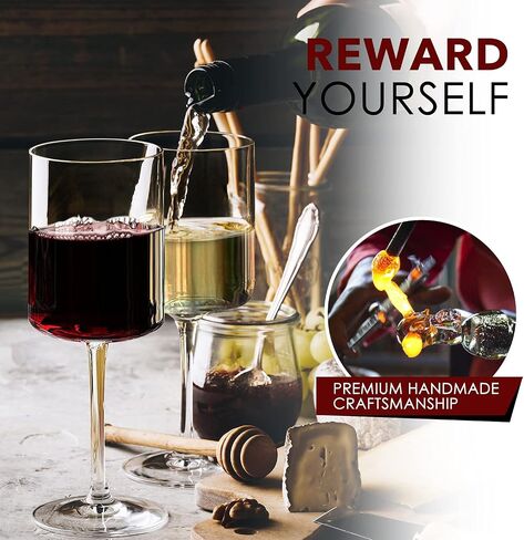 Chouggo Wine Glasses Set of 6, Hand Blown Crystal Red Wine or White Wine Glass - 15Oz, Hand Crafted by Artisans - Gifts for Women, Men, Wedding, Anniversary, Christmas, Birthday in Saudi Arabia