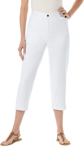 Woman Within Plus Size Perfect 5-Pocket Back-Elastic Denim Capri in Saudi Arabia