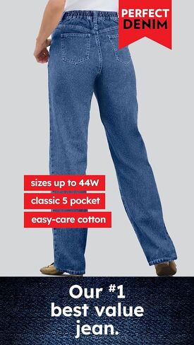 Woman Within Plus Size Perfect 5-Pocket Back-Elastic Denim Capri in Saudi Arabia