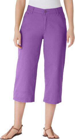 Woman Within Plus Size Perfect 5-Pocket Back-Elastic Denim Capri in Saudi Arabia