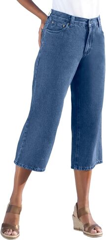 Woman Within Plus Size Perfect 5-Pocket Back-Elastic Denim Capri in Saudi Arabia
